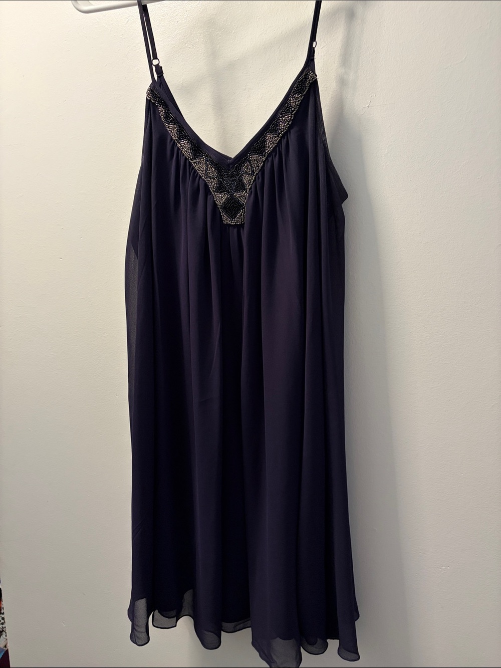 Women's Purple Beaded V-Neck Chemise